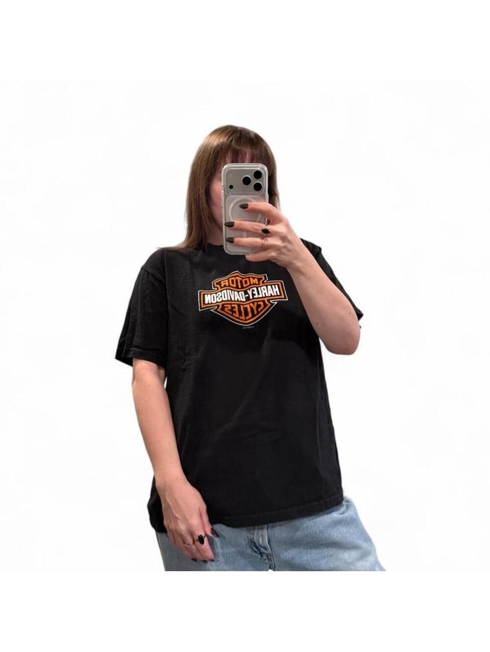 Y2K 2000 Harley Davidson Rocklin California Black Graphic Tee
